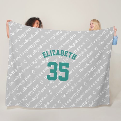 volleyball court happy place typography pattern fleece blanket