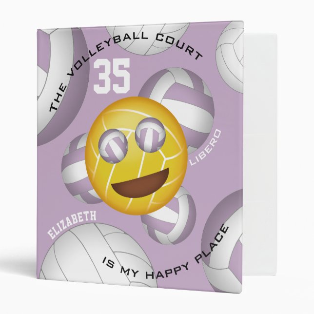Volleyball court happy place vball emoji binder (Front/Inside)