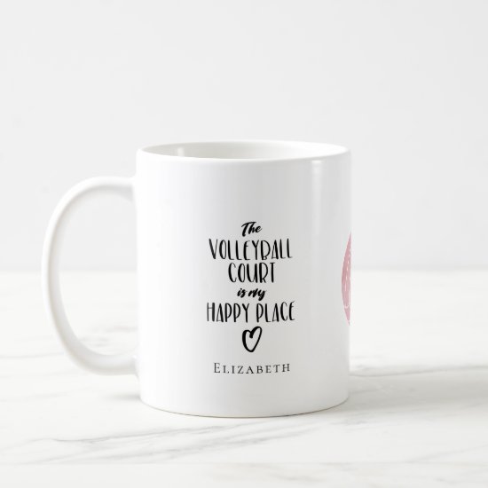 Volleyball court is my happy place personalized coffee mug