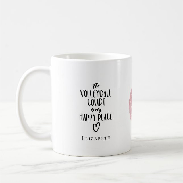 Volleyball court is my happy place personalized coffee mug (Left)