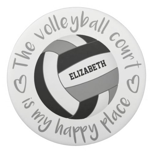 volleyball court my happy place black gray eraser