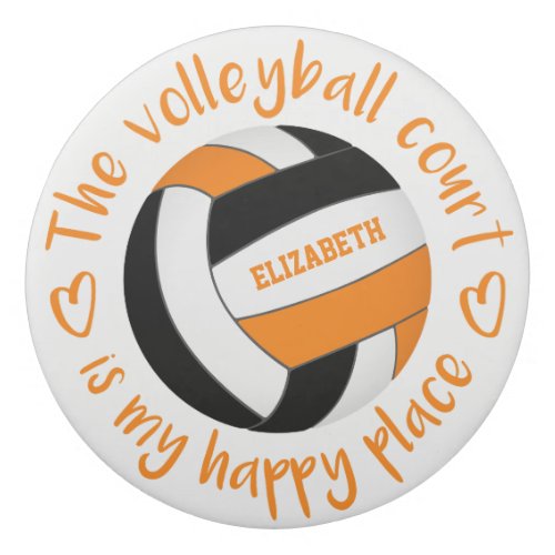volleyball court my happy place black orange eraser