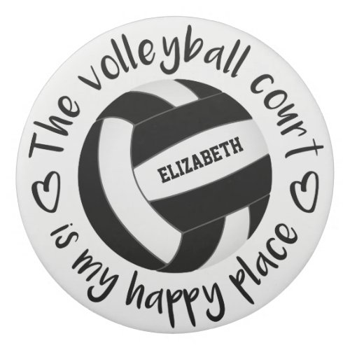 volleyball court my happy place black white eraser