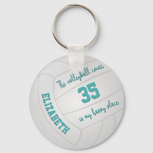 volleyball court my happy place girls sports keychain