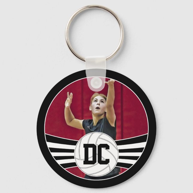 Volleyball Custom Photo and Numbers or Text Keychain (Front)