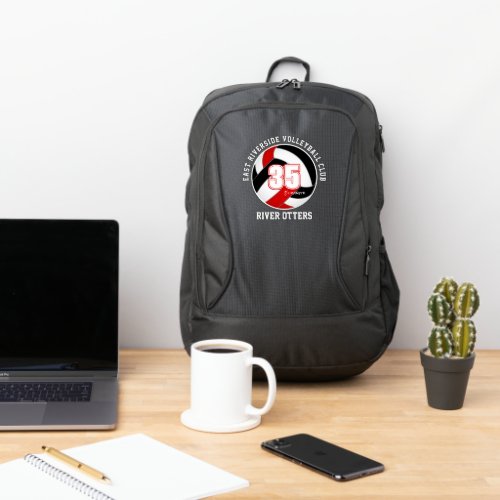 Volleyball custom red black team colors name port authority backpack