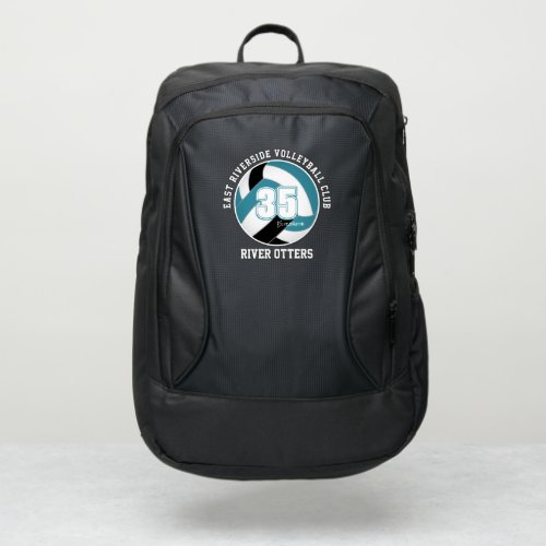 Volleyball custom teal black team colors name port authority backpack