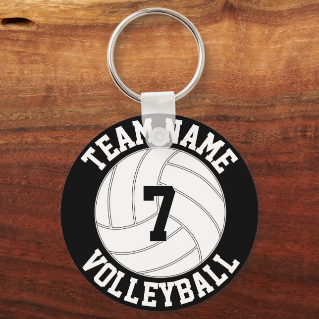 Volleyball Custom Team Name Color & Player Number Keychain (Front)