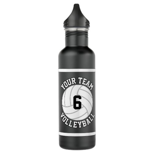 Volleyball Custom Team Name  Player Number Black Stainless Steel Water Bottle