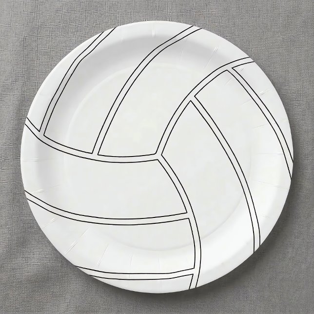 Volleyball Customizable Paper Party Plates (Volleyball paper plate for volleyball themed parties and events.)