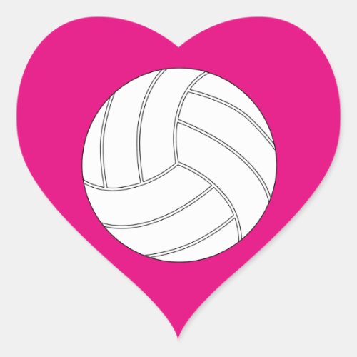 Volleyball Cute Heart_Shaped Custom Color Sports Heart Sticker