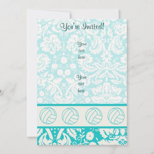 Volleyball Cute Teal Invitation