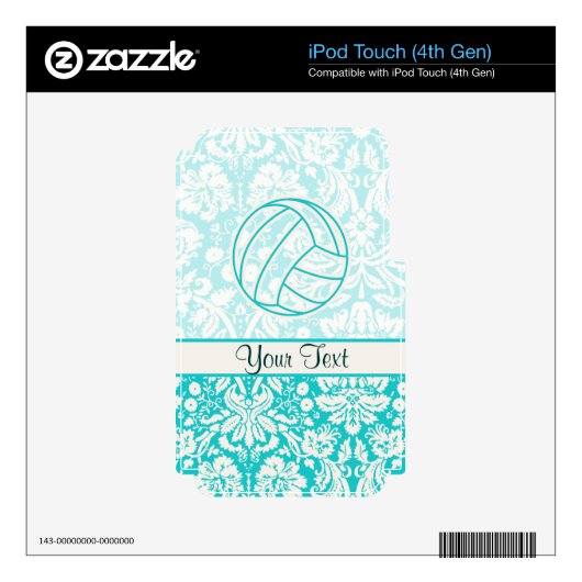 Volleyball; Cute Teal iPod Touch 4G Decal (Product)