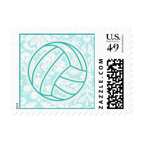 Volleyball; Cute Teal Postage