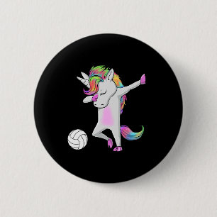 Volleyball Dabbing Unicorn Funny Dab Dance Spoprts Button
