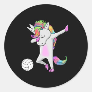 Volleyball Dabbing Unicorn Funny Dab Dance Spoprts Classic Round Sticker