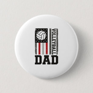 Volleyball Dad American Flag Vintage Engraving Des Button