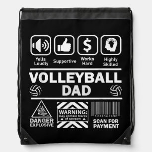 Volleyball Dad Funny Contents of Sports Father Drawstring Bag