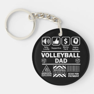 Volleyball Dad Funny Contents of Sports Father Keychain