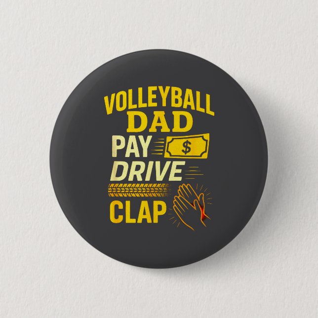 Volleyball Dad - Funny Proud Father Player  Button (Front)
