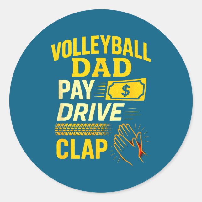 Volleyball Dad - Funny Proud Father Player  Classic Round Sticker (Front)
