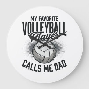 Volleyball Dad My Favorite Player Calls Me Dad Des Large Clock