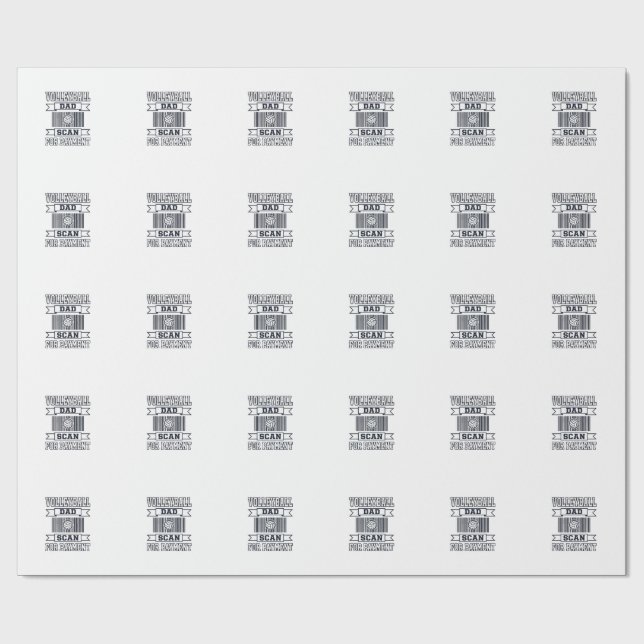 Volleyball Dad Scan for Payment Funny Shirt Design Wrapping Paper (Flat)