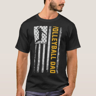 Volleyball Dad Vintage Us Flag Fathers Day Outfit T-Shirt