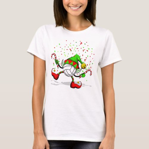 Volleyball Dancing Christmas Elf T_Shirt