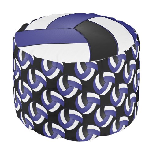 Volleyball Dark Blue White and Black Pattern  Pouf