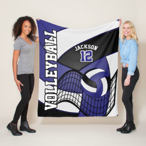 Volleyball 🏐 Design - Blue, White, Black Fleece Blanket