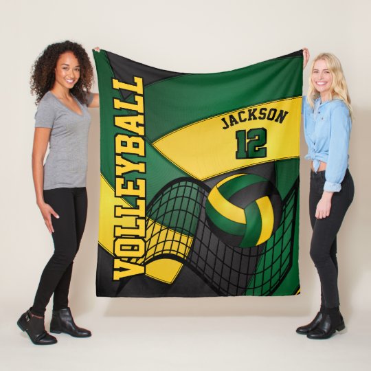 Volleyball Design - Green, Gold, Black Fleece Blanket | Zazzle.com