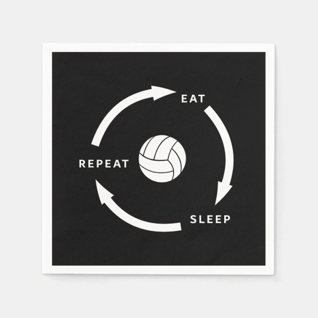 Volleyball Eat Sleep Repeat Sports Fan Saying Napkins (Front)