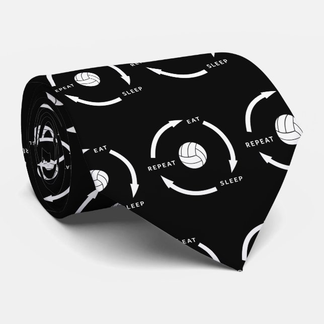 Volleyball Eat Sleep Repeat Sports Fan Saying Neck Tie (Rolled)