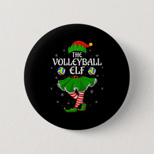 Volleyball Elf Christmas Family Girls Women Elf Sq Button