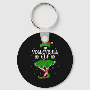 Volleyball Elf Christmas Family Girls Women Elf Sq Keychain