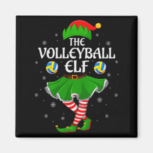 Volleyball Elf Christmas Family Girls Women Elf Sq Magnet