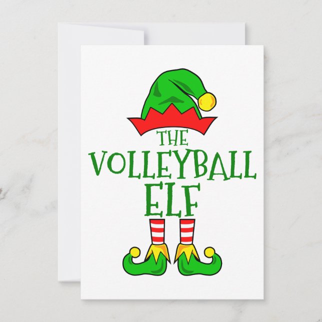 Volleyball Elf Christmas Greeting Card (Front)