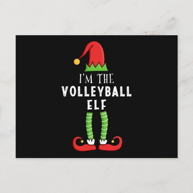 Volleyball Elf Christmas Matching Family Gift Postcard (Front)