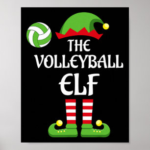 Volleyball Elf Christmas Merry Xmas Volleyball Pla Poster