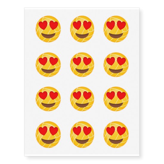 volleyball emojis with heart eyes set of 12 temporary tattoos