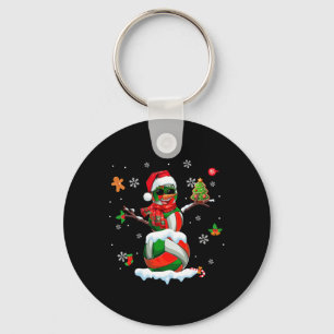 Volleyball Equipment As Snowman Sungles Xmas Playe Keychain