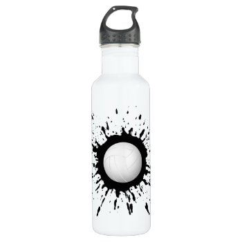 Volleyball Explosion (white) Stainless Steel Water Bottle by TheArtOfPamela at Zazzle