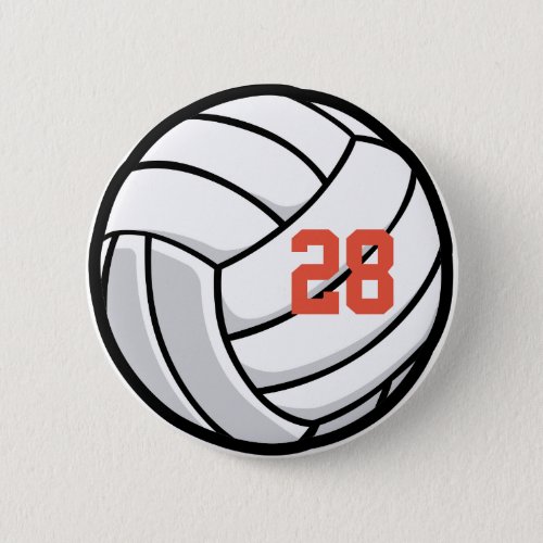 Volleyball Fan Club White Black Orange Sports Team Button