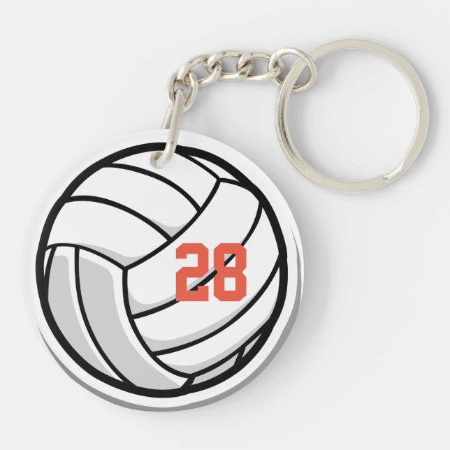 Volleyball Fan Club White Black Orange Sports Team Keychain (Back)