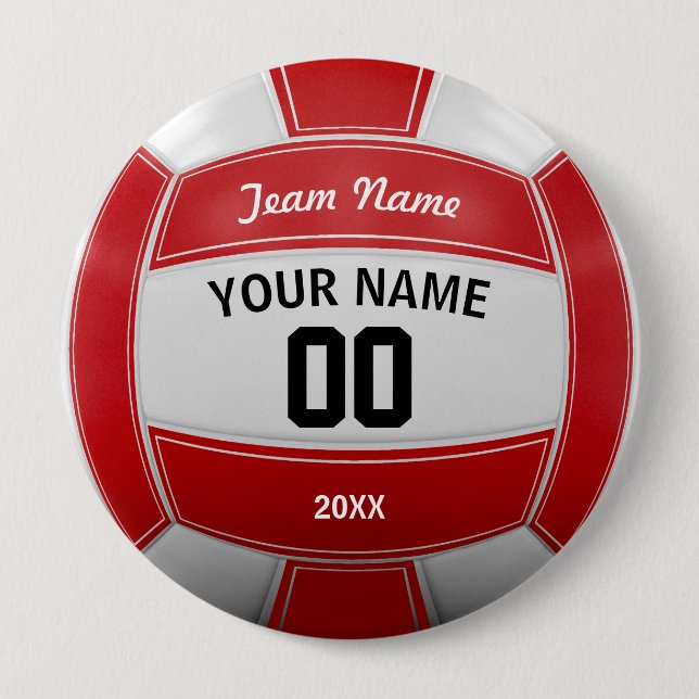 Volleyball Fan Name Year Team Red Button (Front)