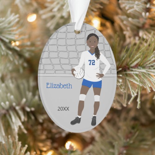 Volleyball Female in Blue and White  Ornament