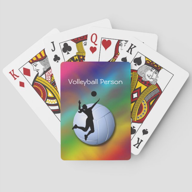 Volleyball Female Player and Ball personalize Poker Cards (Back)