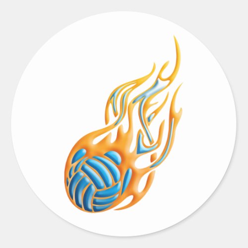 Volleyball Fireball Classic Round Sticker