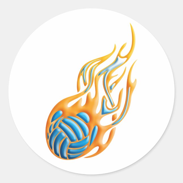 Volleyball Fireball Classic Round Sticker (Front)